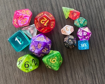 Mystery Dice Set for DnD | Random Polyhedral Dice Mix | Mini or Full Size Dice Set | Dungeons and Dragons Dice | Dice Grab Bag | Gamer Gift
