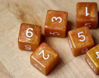 Juego de 6 dados D6 para DnD / Dados color naranja cremoso / Juego de dados de seis caras / Dados D6 a granel / Dados para juegos de rol de mesa / Dados para juegos de mesa