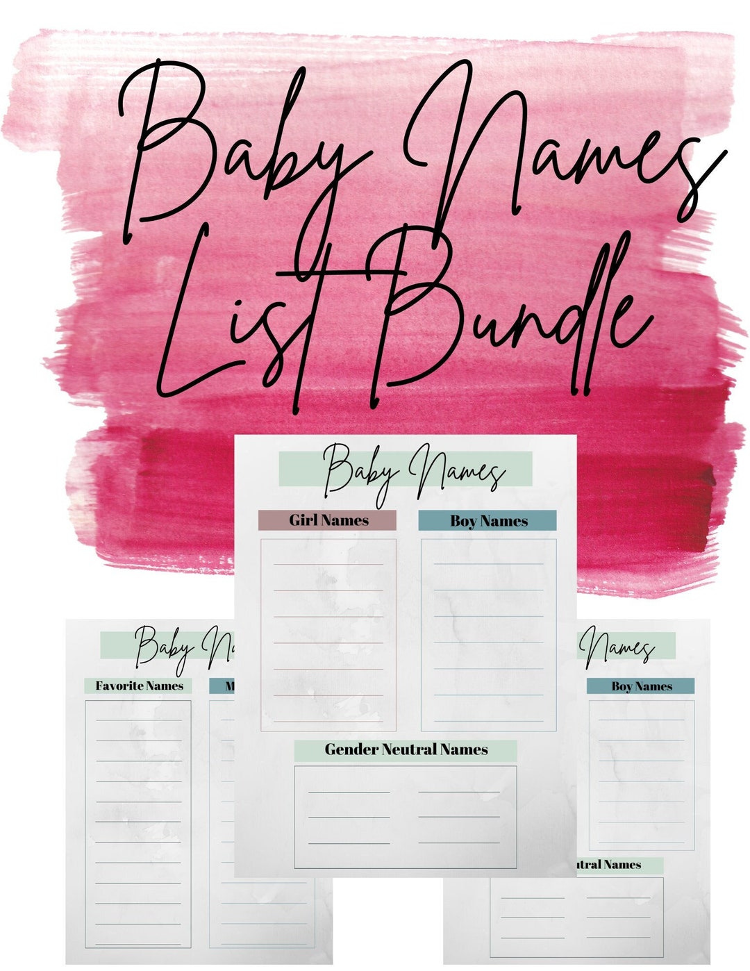Baby Names Printable List - Etsy