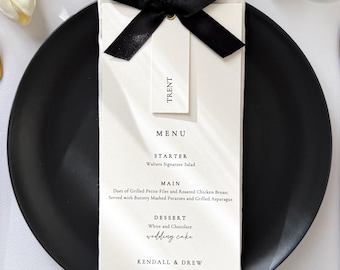 Menu with Place Card, Wedding Menu, Event Menus, Place Cards Included, Personalized Menu Card