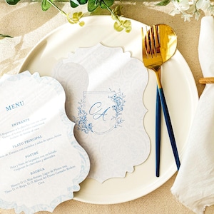 Hochzeitsmenüs, doppelseitiges Menü, gedrucktes Menü, modernes personalisiertes Hochzeitsmenü, Hochzeitsmenü, gedrucktes Tischmenü, individuell zugeschnittenes Menü