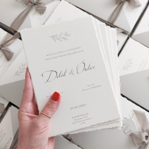 Wedding Invitation With Ribbon and Envelope, Deckled Edge Invitations, Premium Paper Invitations, Wedding İnvitation, Luxury Invitation