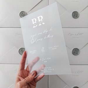 Faire-part de mariage, Faire-part de mariage en PVC transparent, Faire-part de mariage de luxe, Faire-part de mariage élégant, Cachets de cire, Carton d'invitation,