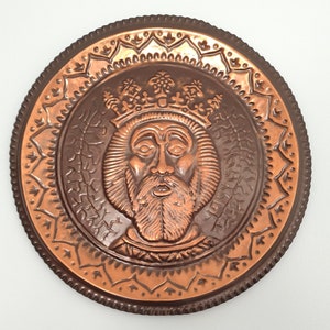 St. Stephen The King Copper Wall Decoration / Approx 30cm - Antique Home Decoration 80s - In Excellent Condition