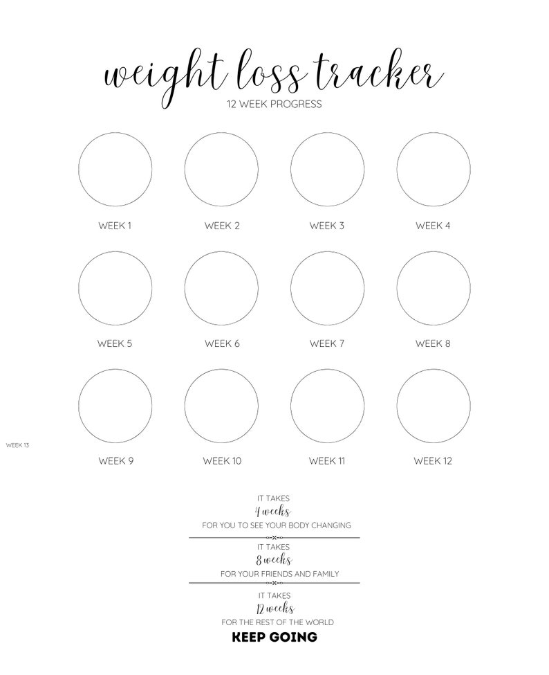 Blank Printable Weight Loss Tracker. Weekly Weigh In, Measurement