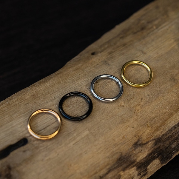 Anneau de septum minimal uni en acier inoxydable dans TOUTES les couleurs et toutes les tailles Sélecteur de septum avec charnière de calibre 16 de 1,2 mm - Nez - Lambi - Oreille