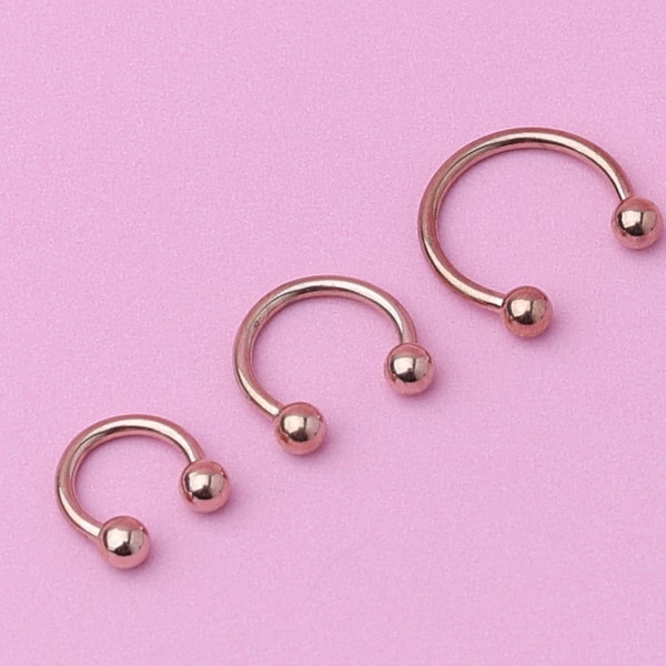 Horseshoe Septum Ring, Cartilage Piercing, Rose Gold Septum Piercing, Helix Piercing, Nose Hoop, Daith Earring, Body Jewelry