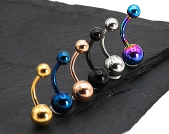 Minimal 316L Stainless Steel 14 Gauge 1.6mm Standard Simple Small with solid top and bottom ball -  Belly Button Navel Ring