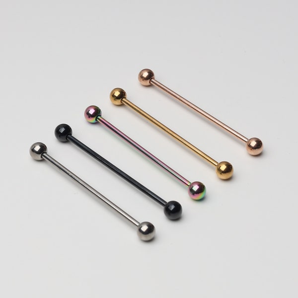 Industrial Barbell, Industrial Piercing,  14g 1.6mm Industrial Barbell 34mm, 36mm, 38mm, 316L Surgical Steel Scaffold Earring