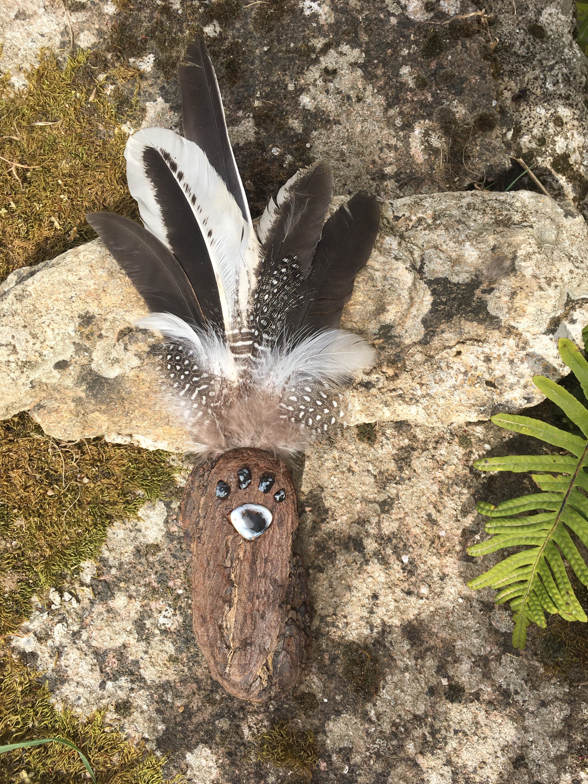 Éventail de Fumigation | Plumes, Bois Flotté, Pierres Naturelles /Smudge Fan