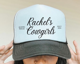Custom Cowgirl Bachelorette Hats, Cowboy Bachelorette, Bachelorette Trucker Hats, Personalized Snapbacks, Nashville Bach Merch