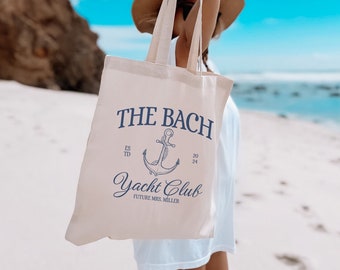 Beach Bachelorette Tote Bag, Nautical Bachelorette Tote Bag, Last Sail Before the Veil, Bridal Party Reusable Canvas Tote, Bach Keepsake