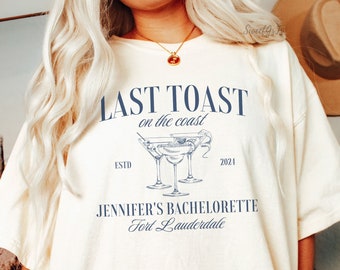 Custom Bachelorette Party Shirts, Beach Bachelorette Shirts, Last Toast on The Coast, Florida Bachelorette, Social Club Style Shirts