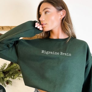 Migraine Brain Crewneck Sweatshirt, Headache Survivor, Spoonie Squad Shirt, Chronic Illness, My Head Hurts, Self Care Tshirt