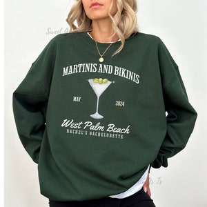 Martinis and Bikinis Bachelorette Sweatshirt, Luxury Bachelorette Merch, Custom Location Bachelorette Crewneck, Personalized Bach Gifts