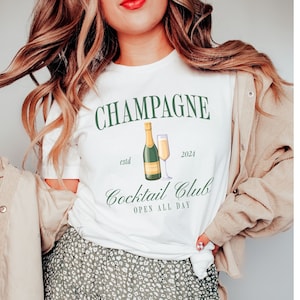 Champagne Shirt, Champagne Cocktail Club Tshirt, Classy Bachelorette T-shirts, Trendy Cocktail Club Bach Group Shirts, Girls Social Club Tee
