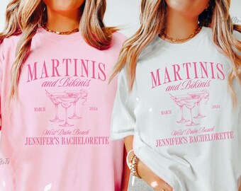 Beach Bachelorette Party Shirts, Martinis and Bikinis, Custom Bachelorette Shirts, Personalized Luxury Bachelorette, Social Club Bach Tshirt
