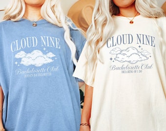 Cloud Nine Bachelorette Shirts, Bride On Cloud Nine Bachelorette, Custom Bach Club Shirts, Luxury Bachelorette Merch, Soft Girl Bachelorette