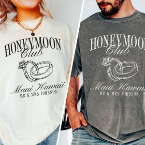 Custom Mr and Mrs Shirts, Just Married Shirts, Honeymoon Shirt, Honeymoon Cocktail Club Style Shirts, Custom Honeymoon Location Shirts