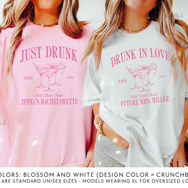 Drunk in Love Bachelorette Party Shirts, Custom Bach Tshirts, Bachelorette Cocktail Club Style Shirts, Trendy Bridesmaid Shirt, Personalized