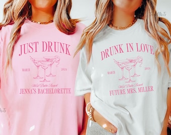 Drunk in Love Bachelorette Party Shirts, Custom Bach Tshirts, Bachelorette Cocktail Club Style Shirts, Trendy Bridesmaid Shirt, Personalized