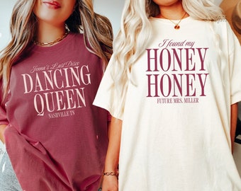 Disco Bachelorette Shirts, Disco Bride Dancing Queens Shirts, Disco in the Desert Bachelorette, She Found Her Honey Honey Shirt for Bride