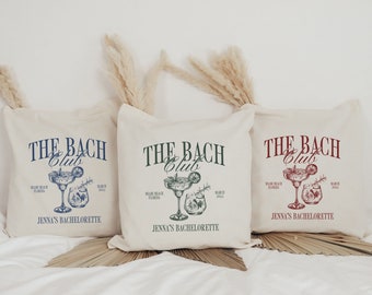 Luxury Bachelorette Merch, The Bach Club Tote Bag, Personalized Bridesmaid Gift, Bridal Party Favors, Cocktail and Social Club Bachelorette