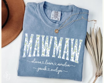 Custom Mawmaw Shirt with Kids Names (Tshirts, Sweatshirts & Long Sleeve Tees Available) SGT26012