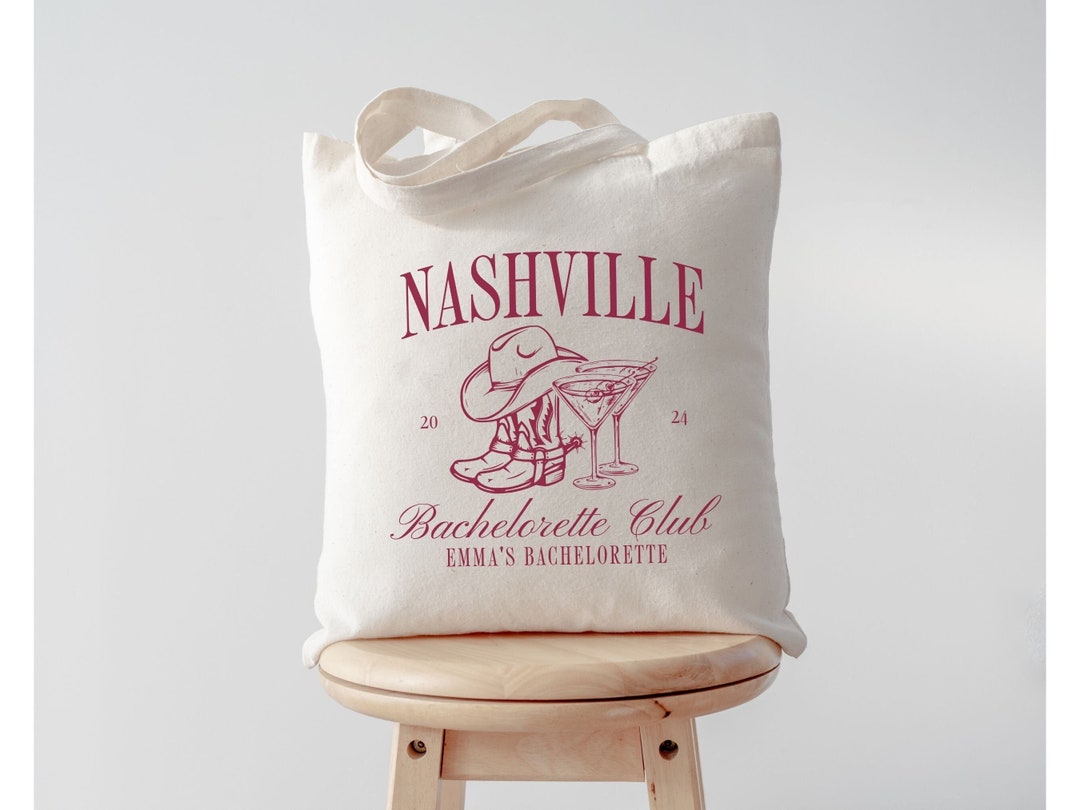 Custom Nashville Bachelorette Tote Bag, Bachelorette Cocktail Club Tote ...