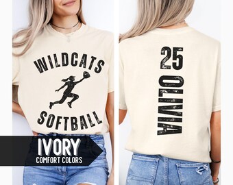 Custom Softball Mom Shirt, Personalized Team Mom T-shirt with Kids Name & Number, Custom Mascot Softball Game Day T-shirts, Sports Mama Tee