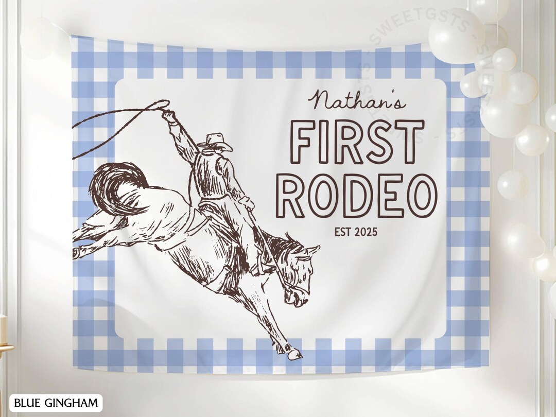 First Rodeo Banner First Rodeo Birthday Banner, Cowboy Birthday Backdrop, Custom 1st Rodeo ...