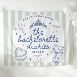 Bachelorette Diaries Banner, The Bach Diaries Tapestry, Princess Bachelorette Sign, Custom Bachelorette Party Banner (TB25018)