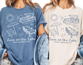 Bachelorette Party Shirts Lake, Custom Love on the Lake Bachelorette Party Tshirts, Lake Trip Shirts, Camping Bach Tshirt, Doodle Bach Tee