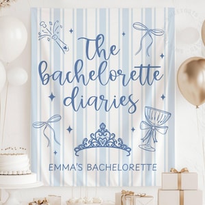Bachelorette Diaries Banner, The Bach Diaries Tapestry, Princess Bachelorette Sign, Custom Bachelorette Party Banner (TB25012)