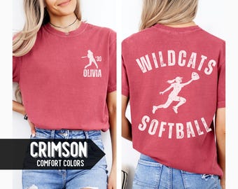 Custom Softball Mom Shirt, Personalized Team Mom T-shirt with Kids Name & Number, Custom Mascot Softball Game Day T-shirts, Sports Mama Tee