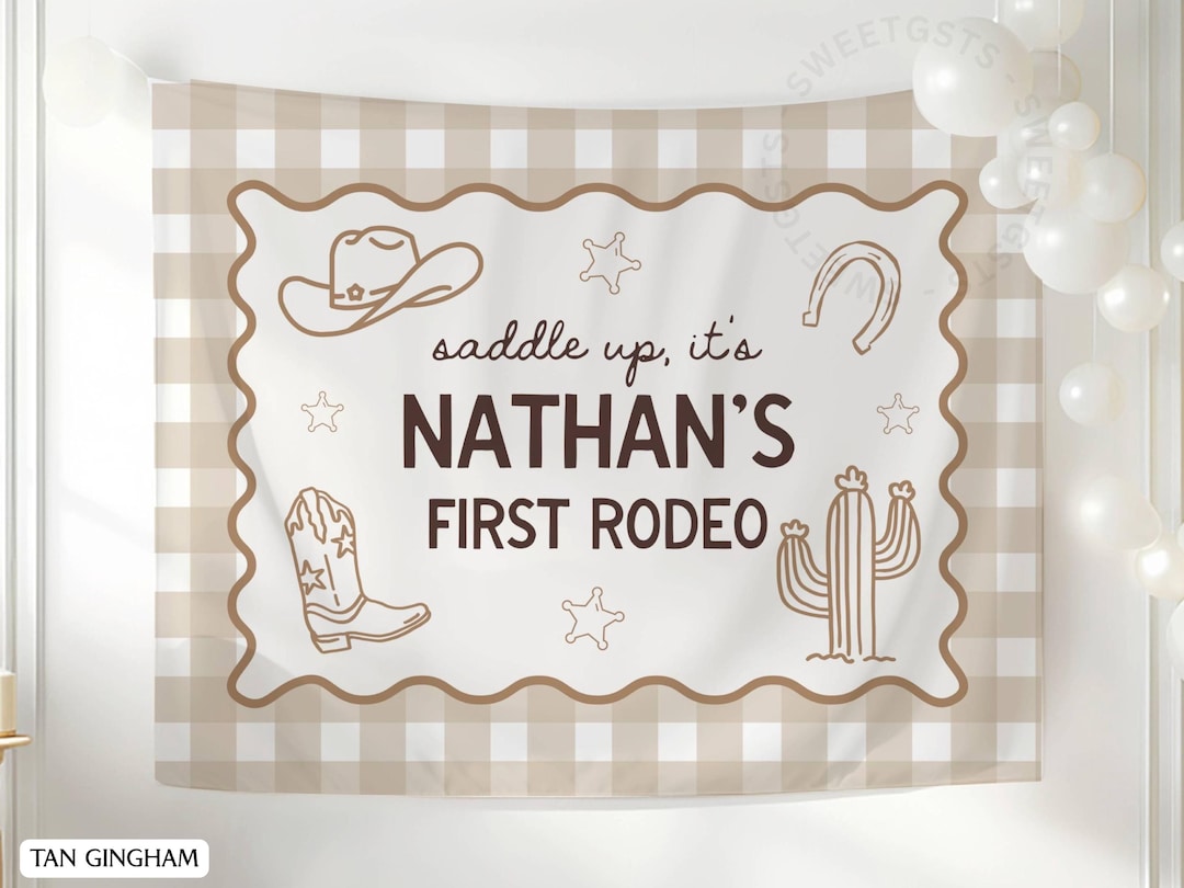 First Rodeo Banner First Rodeo Birthday Banner, Cowboy Birthday Backdrop, Custom 1st Rodeo ...