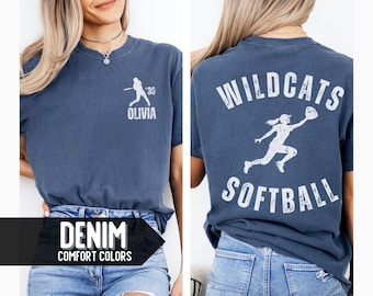 Custom Softball Mom Shirt, Personalized Team Mom T-shirt with Kids Name & Number, Custom Mascot Softball Game Day T-shirts, Sports Mama Tee