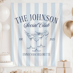 Custom Bachelorette Tapestry, Personalized Bachelorette Party Banner, Bridal Shower Decor, Social Club Bachelorette Sign (TB25015)