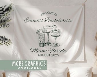 Custom Bachelorette Tapestry, Personalized Bachelorette Party Banner, Bridal Shower Decor, Social Club Bachelorette Sign