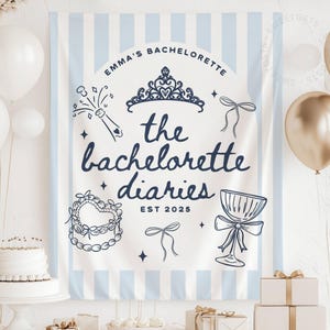Bachelorette Diaries Banner, The Bach Diaries Tapestry, Princess Bachelorette Sign, Custom Bachelorette Party Banner (TB25018)