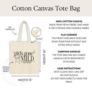 Personalized Girls Gone Mild Bachelorette Banner, Sleepover Bachelorette Photo Backdrop, Bachelorette Party Decor, Custom Bridal Party Sign Tote Bag-Black Print