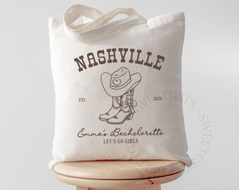 Nashville Bachelorette Tote Bags - Western Bachelorette Merch - Rodeo Cowgirl Bach Party Favors BC2602