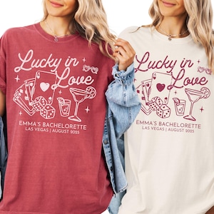 Las Vegas Bachelorette Shirts, Custom Lucky in Love T-shirt, Bridal Party Group Tshirts, Casino Bachelorette Trip, Married in Vegas Tee