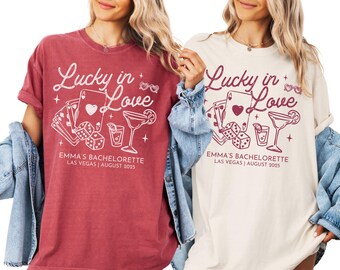 Las Vegas Bachelorette Shirts, Custom Lucky in Love T-shirt, Bridal Party Group Tshirts, Casino Bachelorette Trip, Married in Vegas Tee