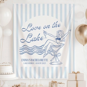 Love on the Lake Bachelorette Banner, Lake Bachelorette Decor, Love at the Lake Bachelorette Party Backdrop, Camp Bach Sign (TB25003)