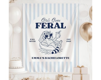 Lake Bachelorette Tapestry, Funny Lake Bachelorette Banner, Girls Gone Feral Bachelorette Party Sign, Summer Bachelorette Backdrop (TB25001)