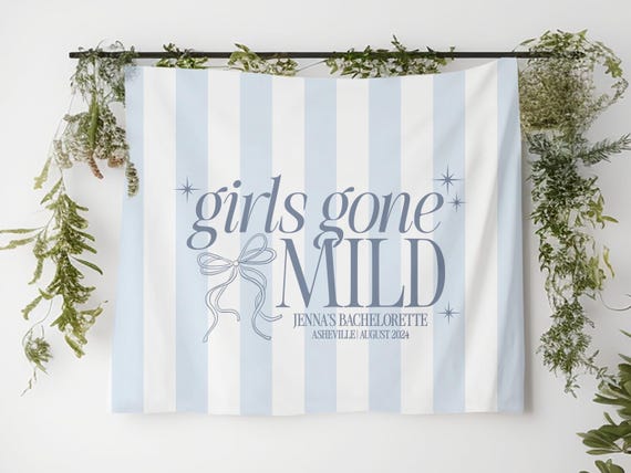 Personalized Girls Gone Mild Bachelorette Banner, Sleepover Bachelorette Photo Backdrop, Bachelorette Party Decor, Custom Bridal Party Sign