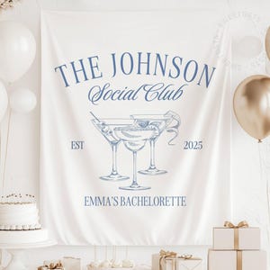 Custom Bachelorette Tapestry, Personalized Bachelorette Party Banner, Bridal Shower Decor, Social Club Bachelorette Sign (TB25016)