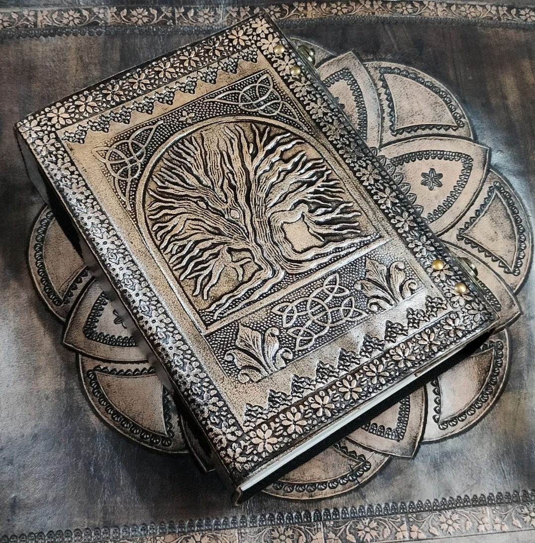 Embossed Tree of Life Leather Journal: Handmade Grimoire Sketchbook - Etsy