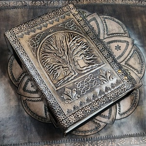 600 Pages Large Tree Of Life Embossed Leather Journal ,Handmade Leather Journal Blank Leather Notebook Leather Grimoire Sketchbook Planner
